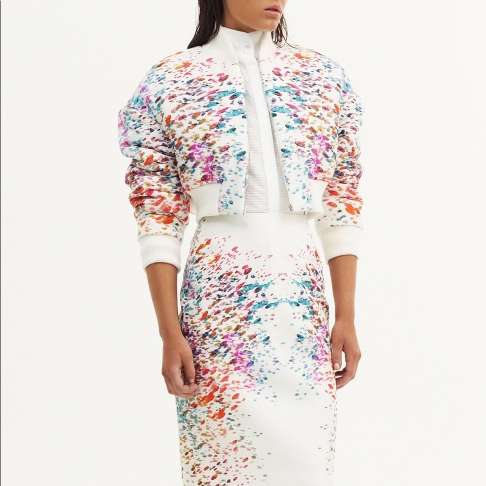 New Josh Goot Reef Crop Silk Print Bomber Jacket S